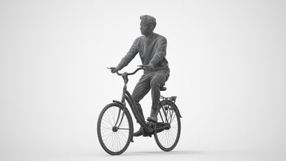 3D human model man casual cycling, photogrammetry scanned person for archviz, square thumbnail