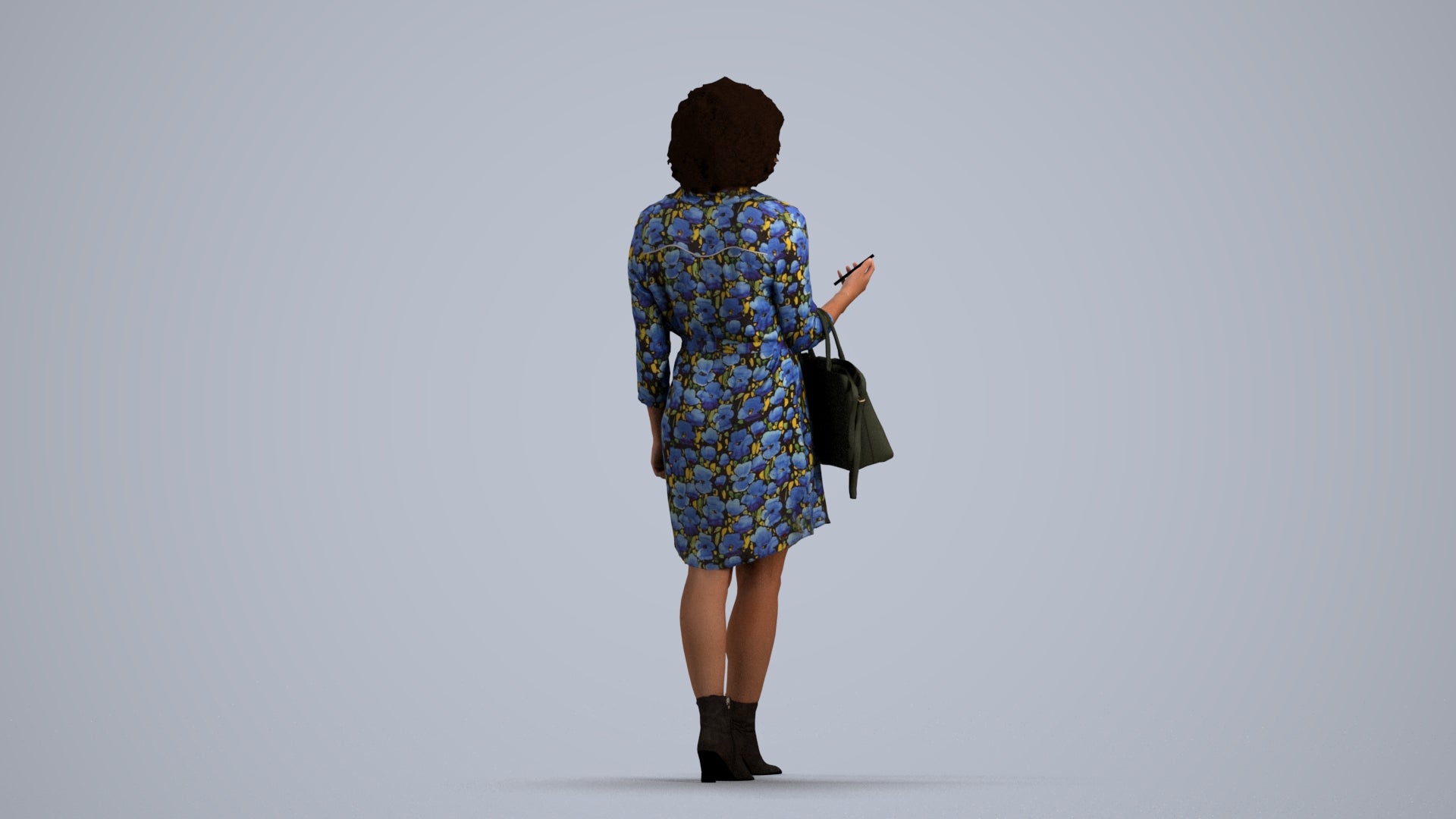 photogrammetry 3D woman casual walking, realistic human model archviz FBX, front view render