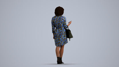 photogrammetry 3D woman casual walking, realistic human model archviz FBX, front view render