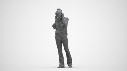 realistic 3D woman casual walking, scanned archviz people for Blender and 3ds Max, three-quarter front view render