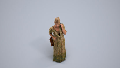 3D scanned woman standing casual, photorealistic archviz people for Enscape and SketchUp, back view render