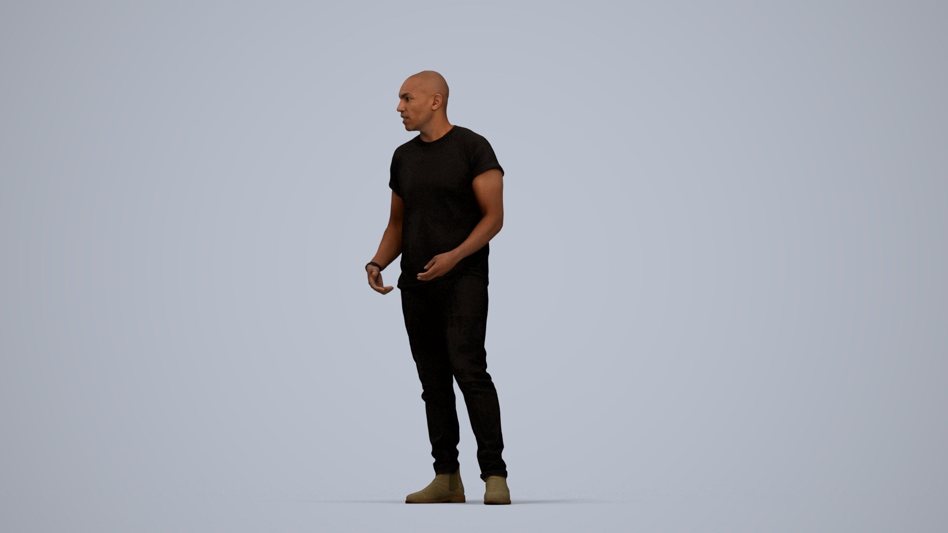 realistic 3D people man casual standing, render-ready for V-Ray and Corona, FBX OBJ, top-down view render