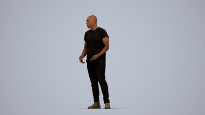 realistic 3D people man casual standing, render-ready for V-Ray and Corona, FBX OBJ, top-down view render