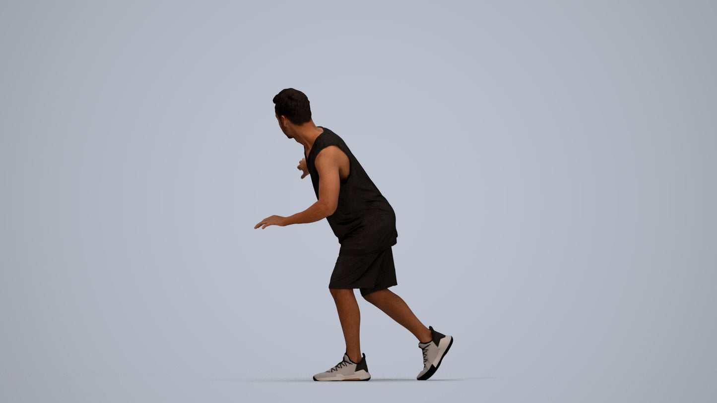 3D people model man sport, scanned human for 3ds Max rendering, top-down view render