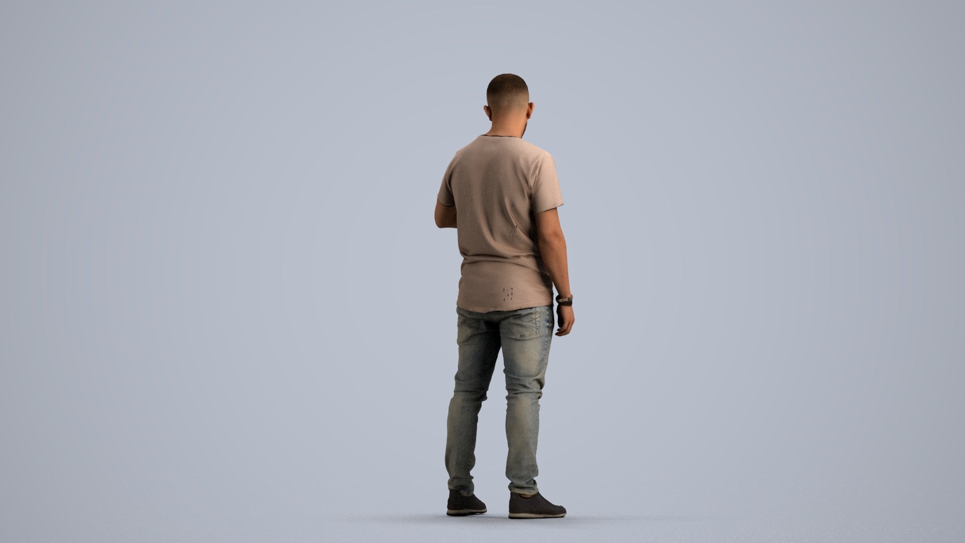 3D people model man casual standing, scanned human for 3ds Max rendering, front view render