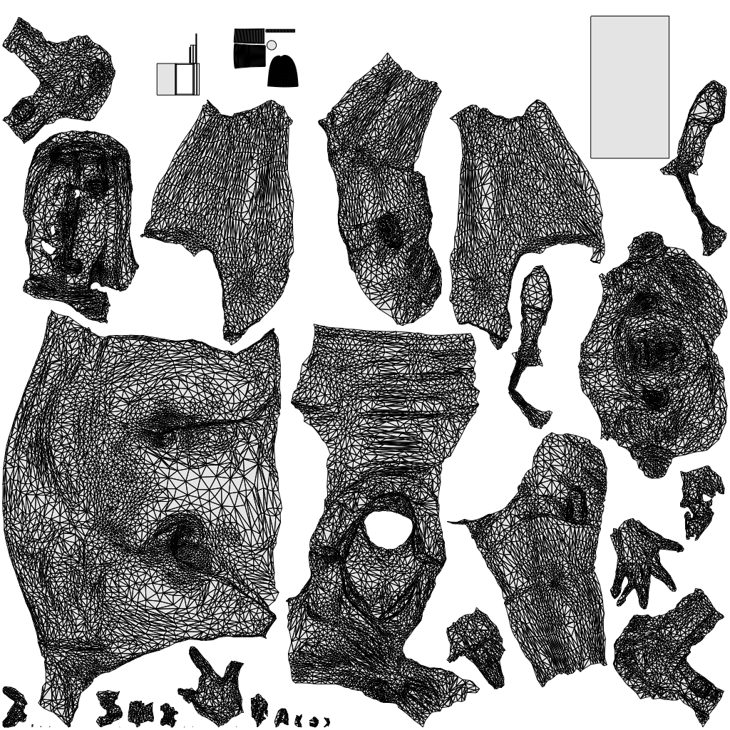 3D human model woman casual sitting, photogrammetry scanned person for archviz, wireframe top-down view