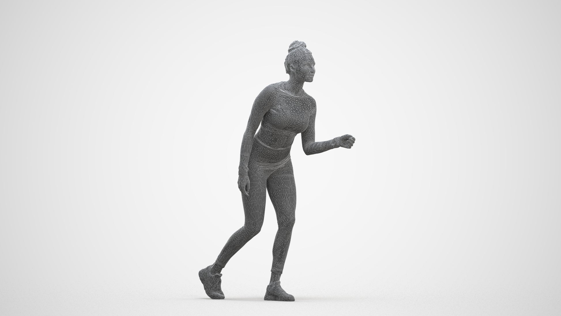 realistic 3D people woman sport, render-ready for V-Ray and Corona, FBX OBJ, three-quarter front view render