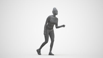 realistic 3D people woman sport, render-ready for V-Ray and Corona, FBX OBJ, three-quarter front view render