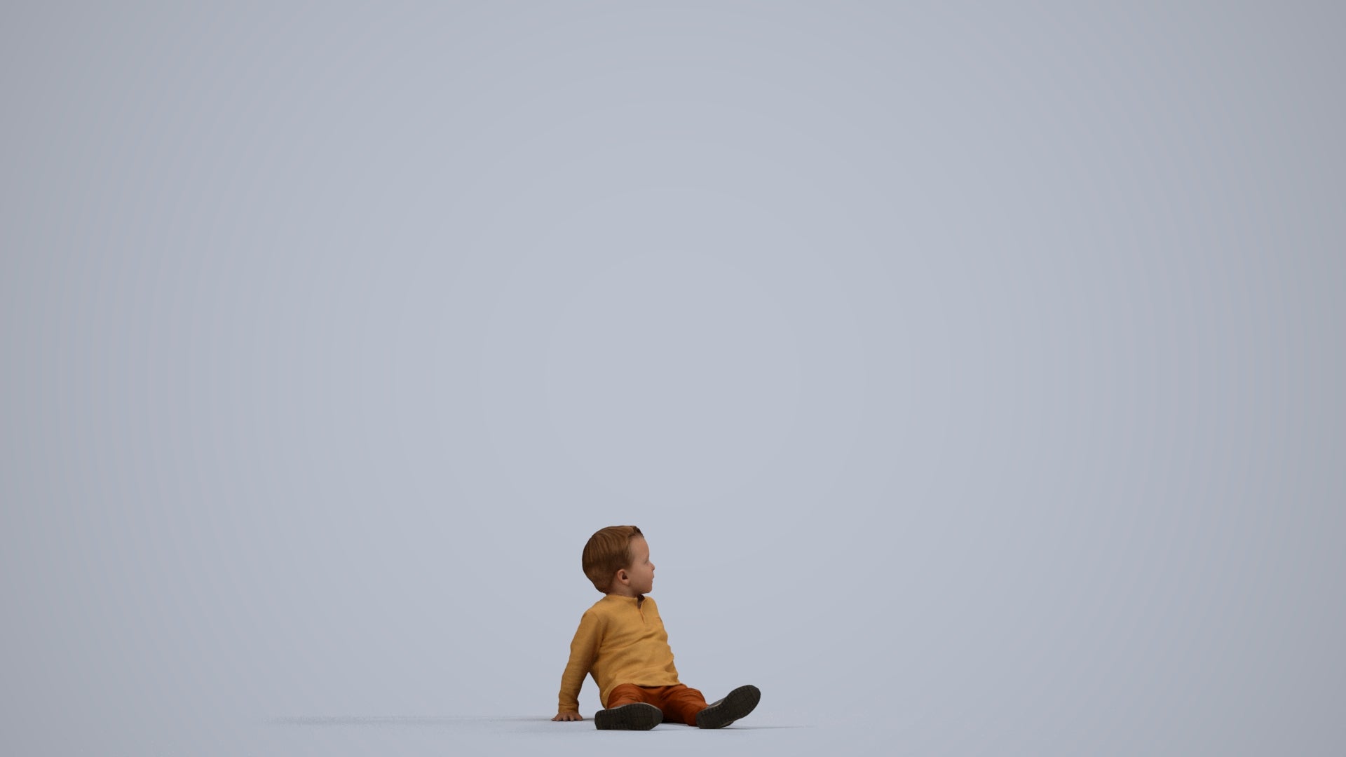 realistic 3D boy casual kids, scanned archviz people for Blender and 3ds Max, side view render