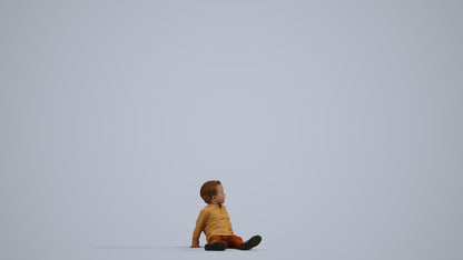 realistic 3D boy casual kids, scanned archviz people for Blender and 3ds Max, side view render