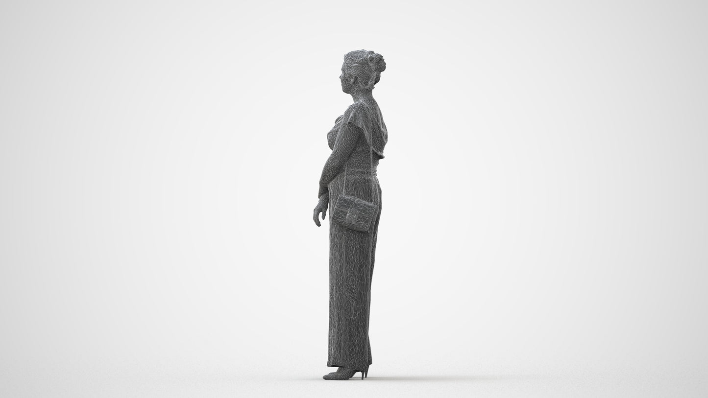 3D people model woman casual standing, scanned human for 3ds Max rendering, square thumbnail