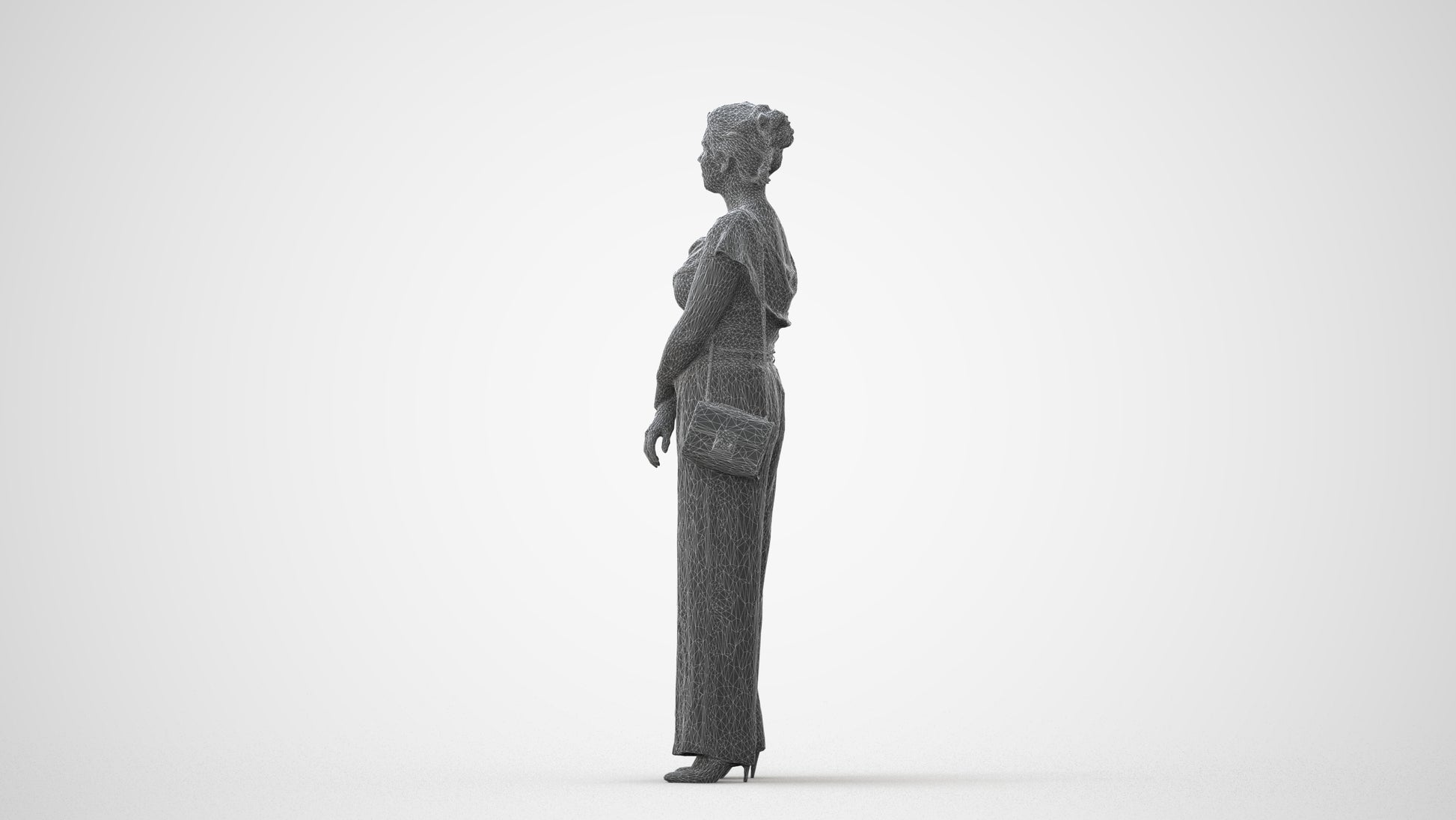 3D people model woman casual standing, scanned human for 3ds Max rendering, square thumbnail