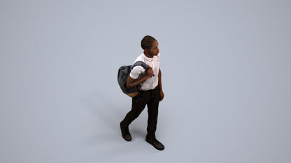 scanned 3D boy kids, photogrammetry people for Enscape and V-Ray, back view render