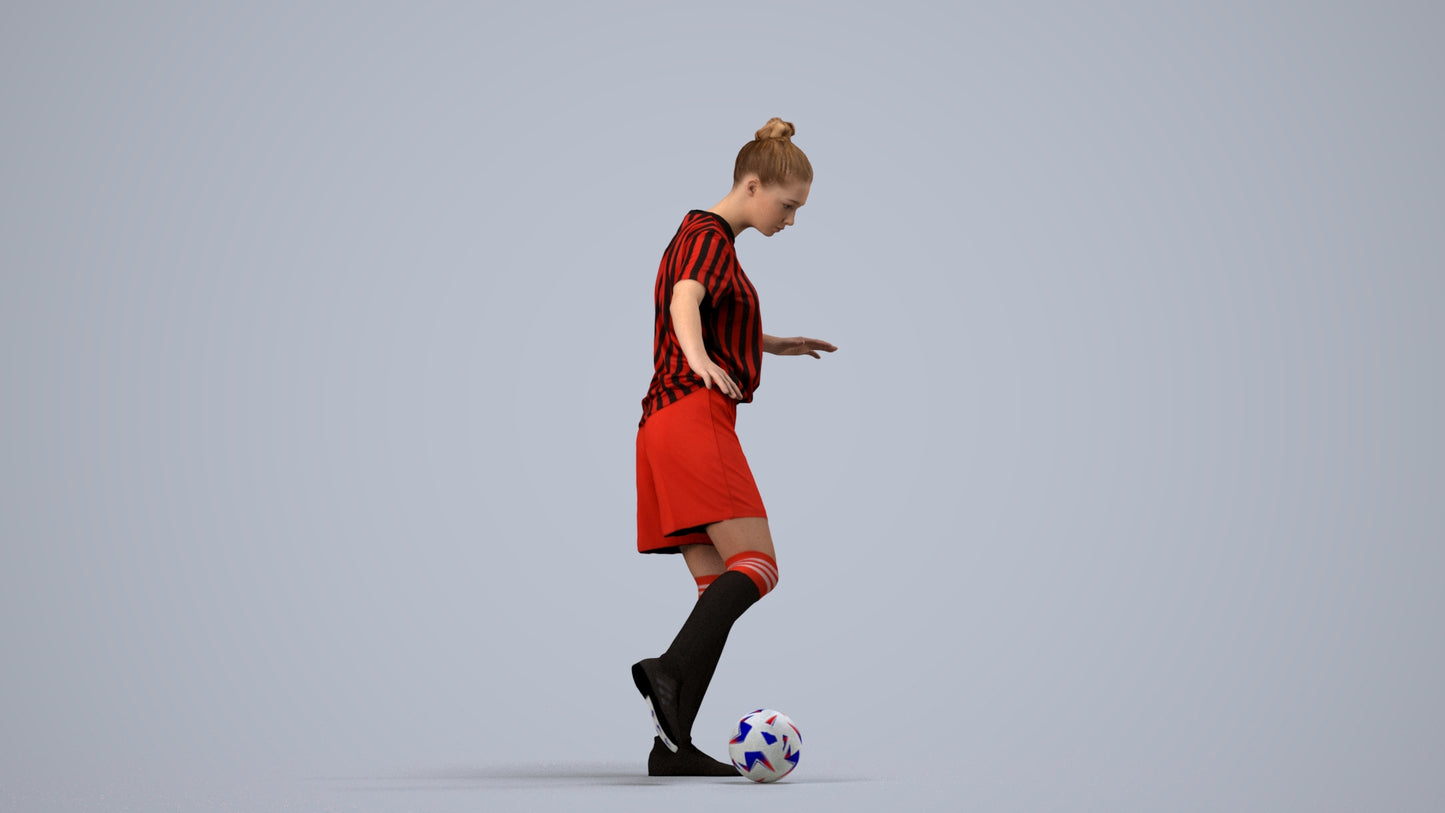 realistic 3D girl sport, scanned archviz people for Blender and 3ds Max, side view render