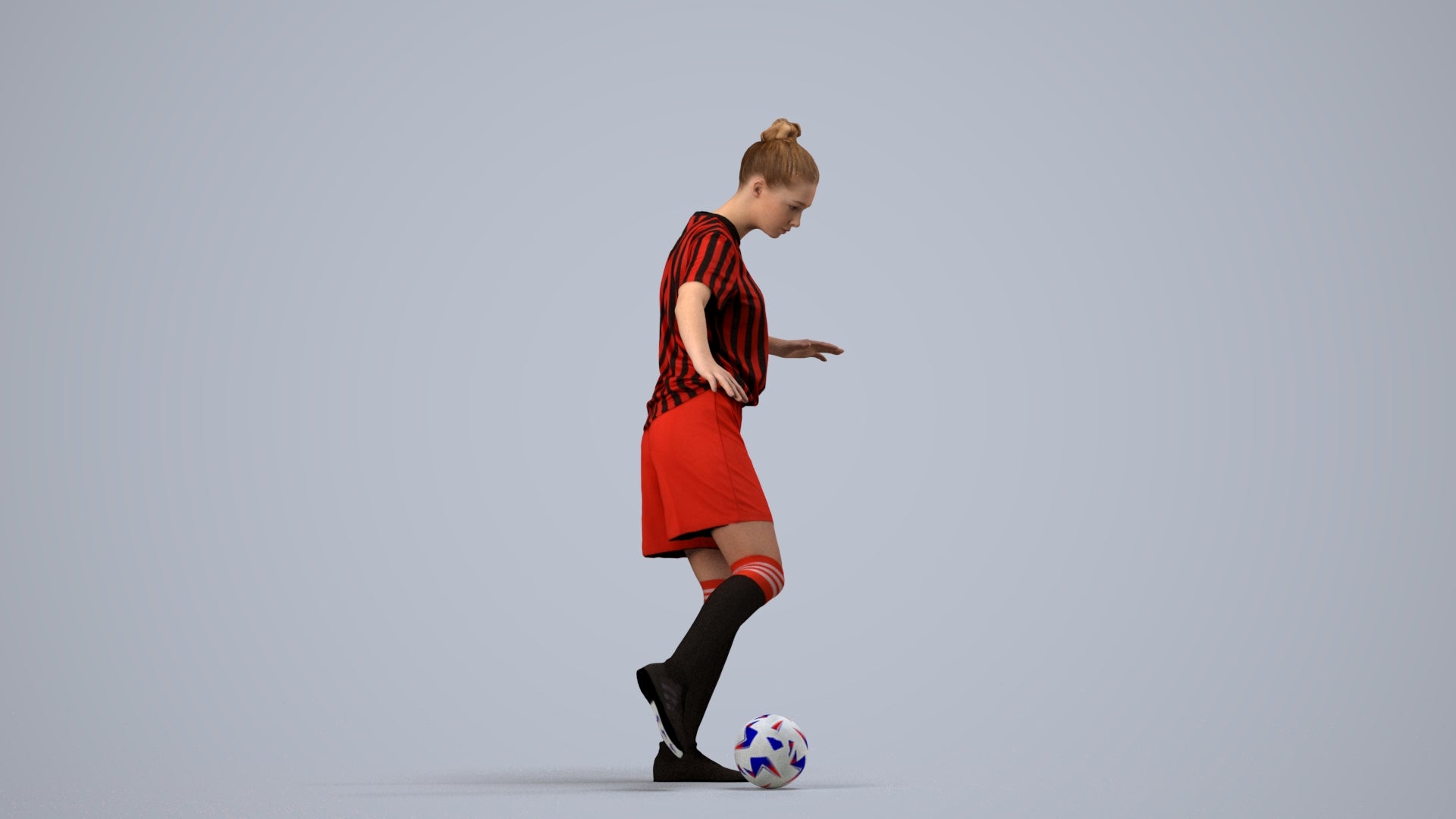 realistic 3D girl sport, scanned archviz people for Blender and 3ds Max, side view render