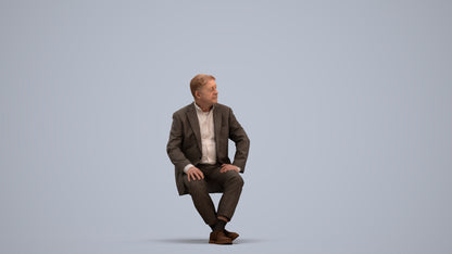 3D people model senior man business sitting, scanned human for 3ds Max rendering, standing pose render
