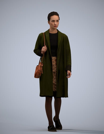 3D people model woman casual walking, scanned human for 3ds Max rendering