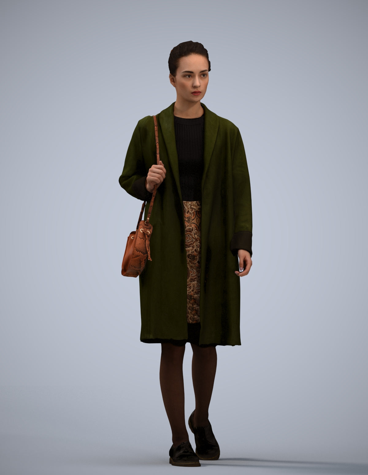 3D people model woman casual walking, scanned human for 3ds Max rendering