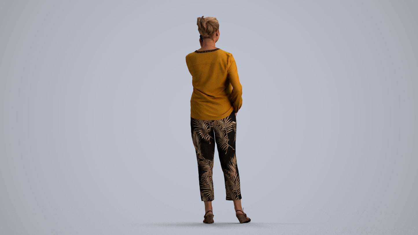 3D people model woman casual standing, scanned human for 3ds Max rendering, front view render