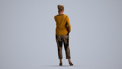3D people model woman casual standing, scanned human for 3ds Max rendering, front view render