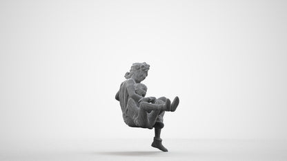 realistic 3D girl casual kids, scanned archviz people for Blender and 3ds Max, wireframe side view