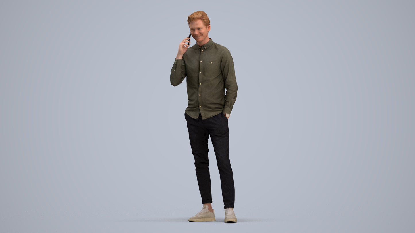 realistic 3D human man casual standing, archviz people FBX OBJ for Blender, standing pose render