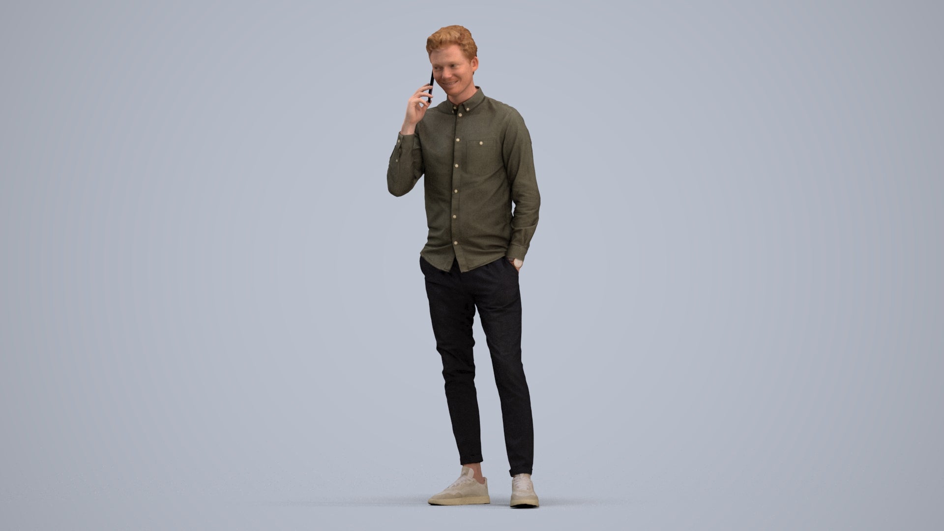 realistic 3D human man casual standing, archviz people FBX OBJ for Blender, standing pose render