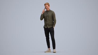 realistic 3D human man casual standing, archviz people FBX OBJ for Blender, standing pose render