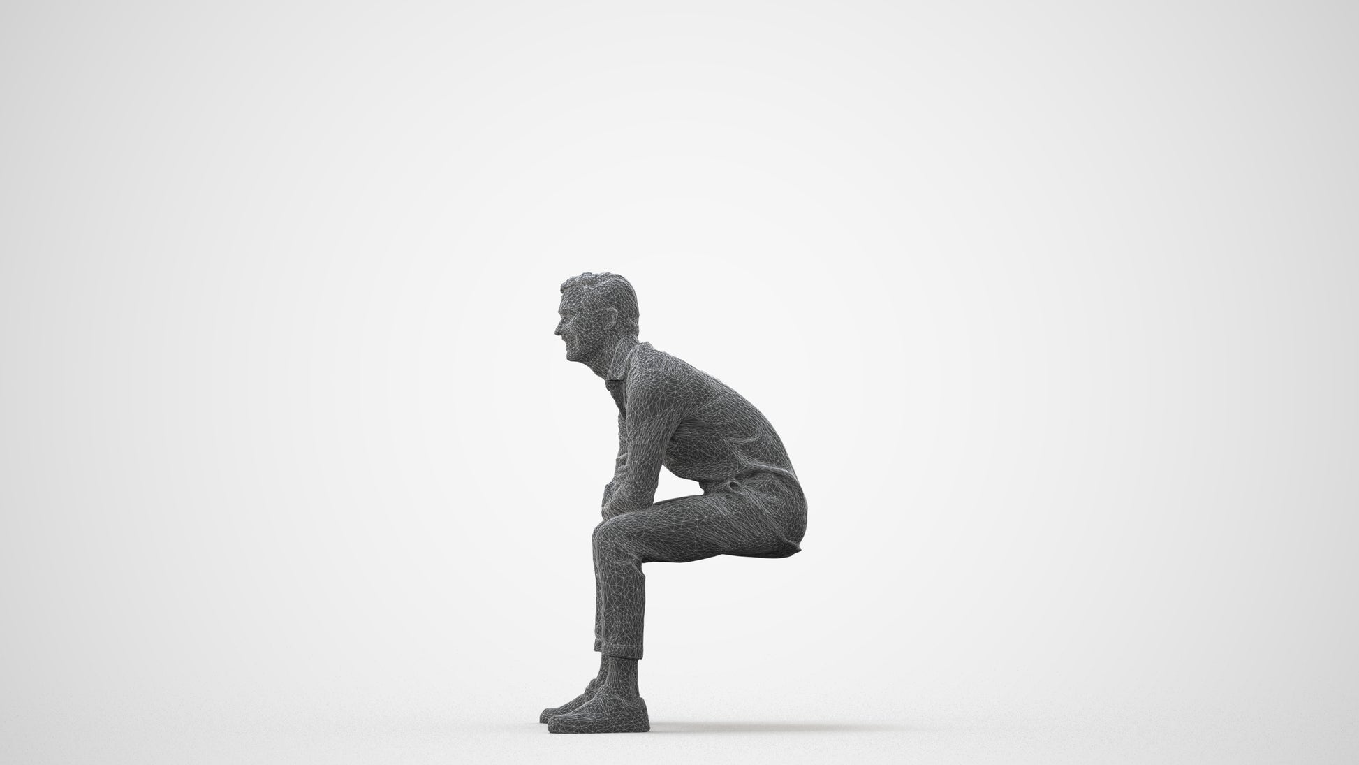 3D scanned man sitting casual, photorealistic archviz people for Enscape and SketchUp, square thumbnail