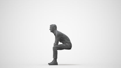 3D scanned man sitting casual, photorealistic archviz people for Enscape and SketchUp, square thumbnail