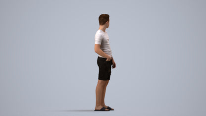 realistic 3D boy casual kids, scanned archviz people for Blender and 3ds Max, side view render
