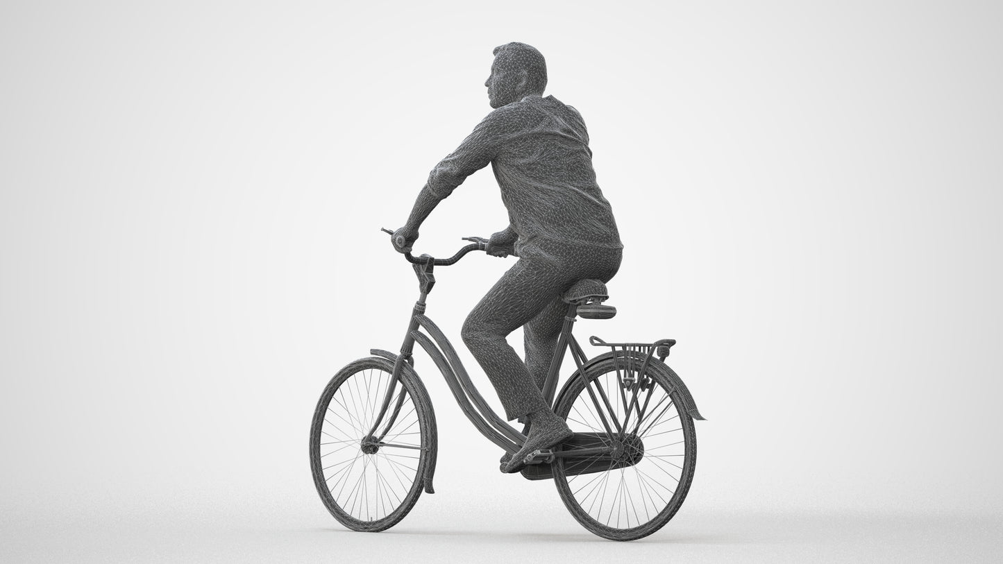 3D scanned man cycling casual, photorealistic archviz people for Enscape and SketchUp, square thumbnail
