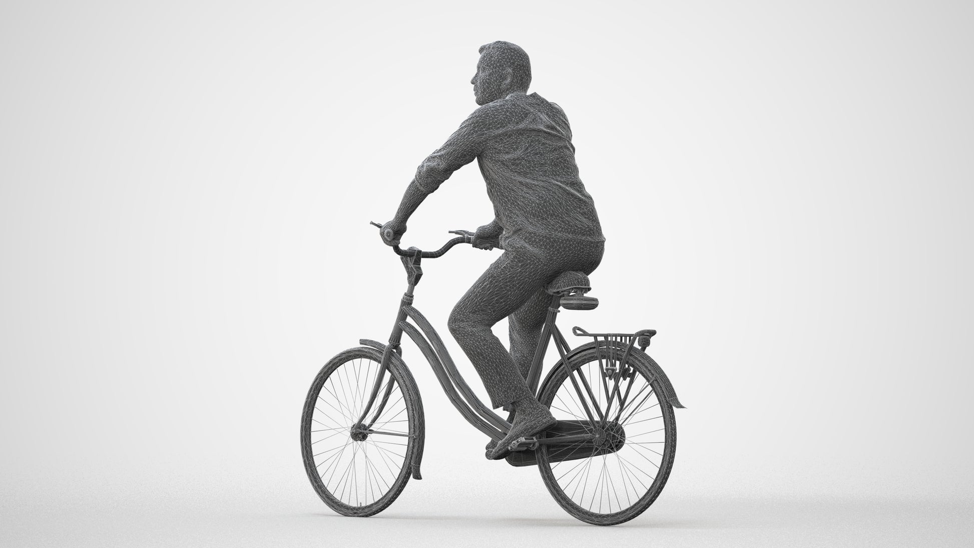 3D scanned man cycling casual, photorealistic archviz people for Enscape and SketchUp, square thumbnail