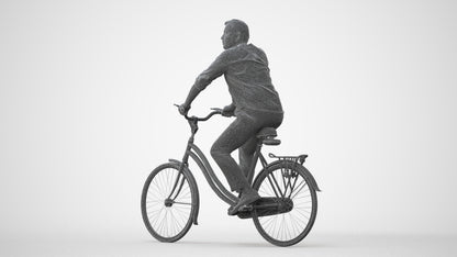 3D scanned man cycling casual, photorealistic archviz people for Enscape and SketchUp, square thumbnail