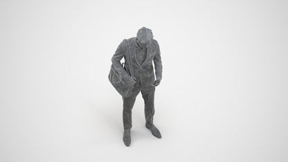 realistic 3D man business, scanned archviz people for Blender and 3ds Max, wireframe three-quarter view