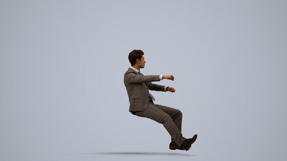 realistic 3D human man business driving, archviz people FBX OBJ for Blender, side view render