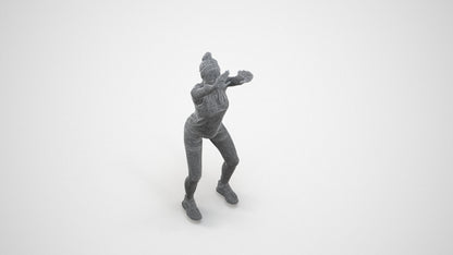 scanned 3D girl sport, photogrammetry people for Enscape and V-Ray, wireframe three-quarter view