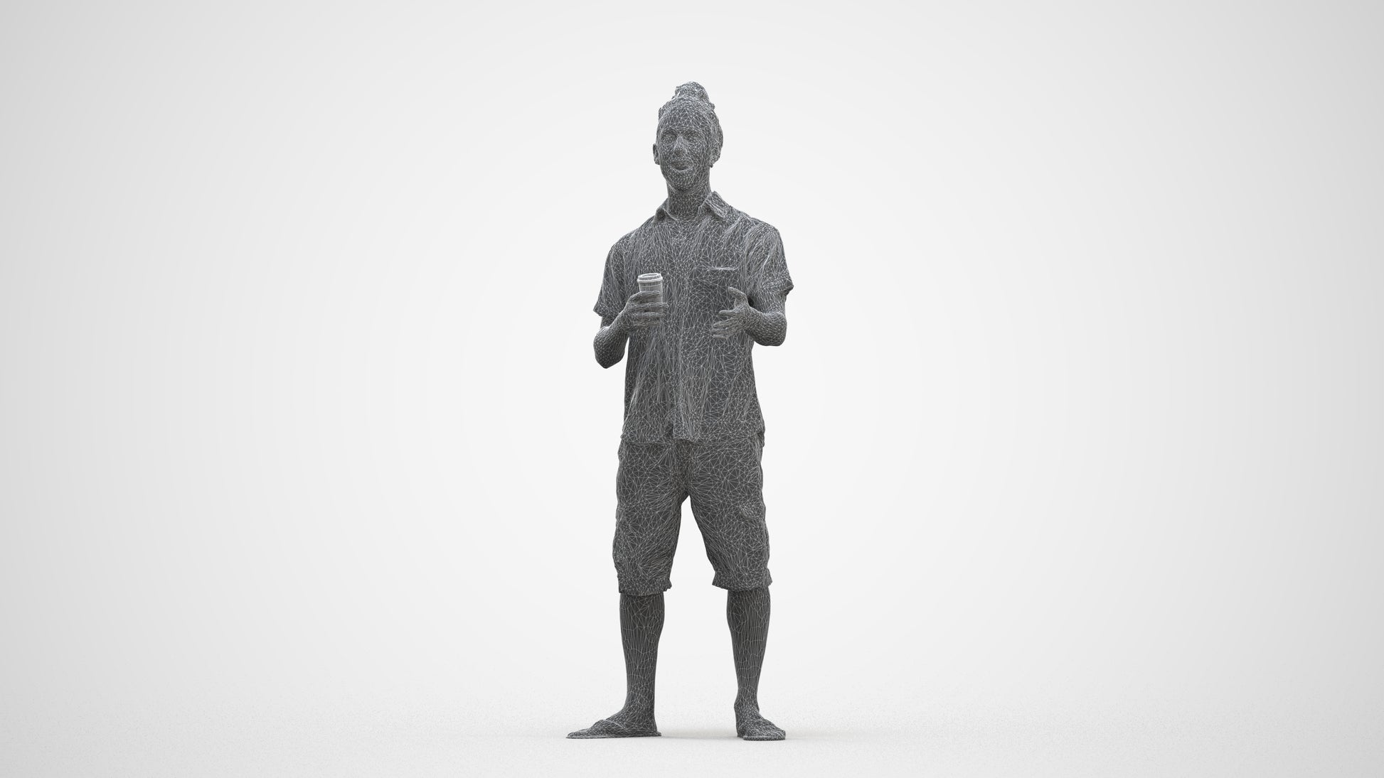 scanned 3D man casual standing, photogrammetry people for Enscape and V-Ray, three-quarter front view render