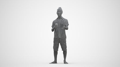 scanned 3D man casual standing, photogrammetry people for Enscape and V-Ray, three-quarter front view render