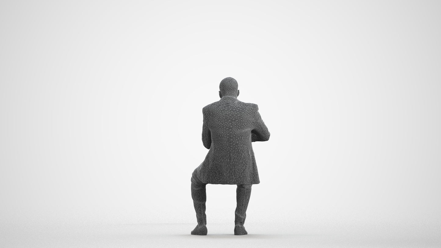 3D people model man business, scanned human for 3ds Max rendering, wireframe front view