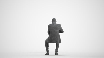 3D people model man business, scanned human for 3ds Max rendering, wireframe front view