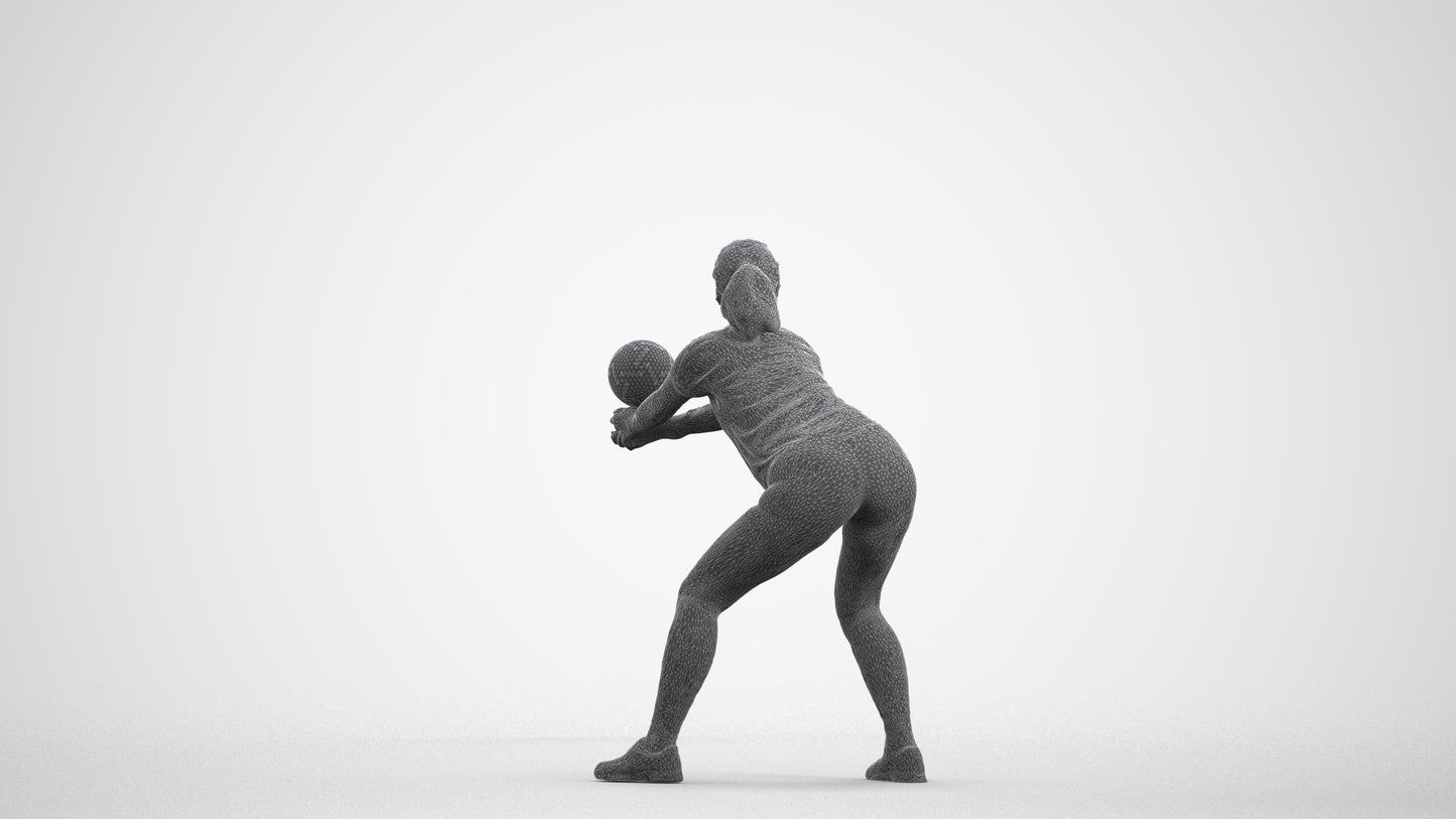 3D scanned woman sport, photorealistic archviz people for Enscape and SketchUp, wireframe front view