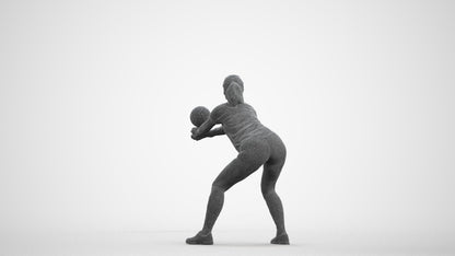 3D scanned woman sport, photorealistic archviz people for Enscape and SketchUp, wireframe front view