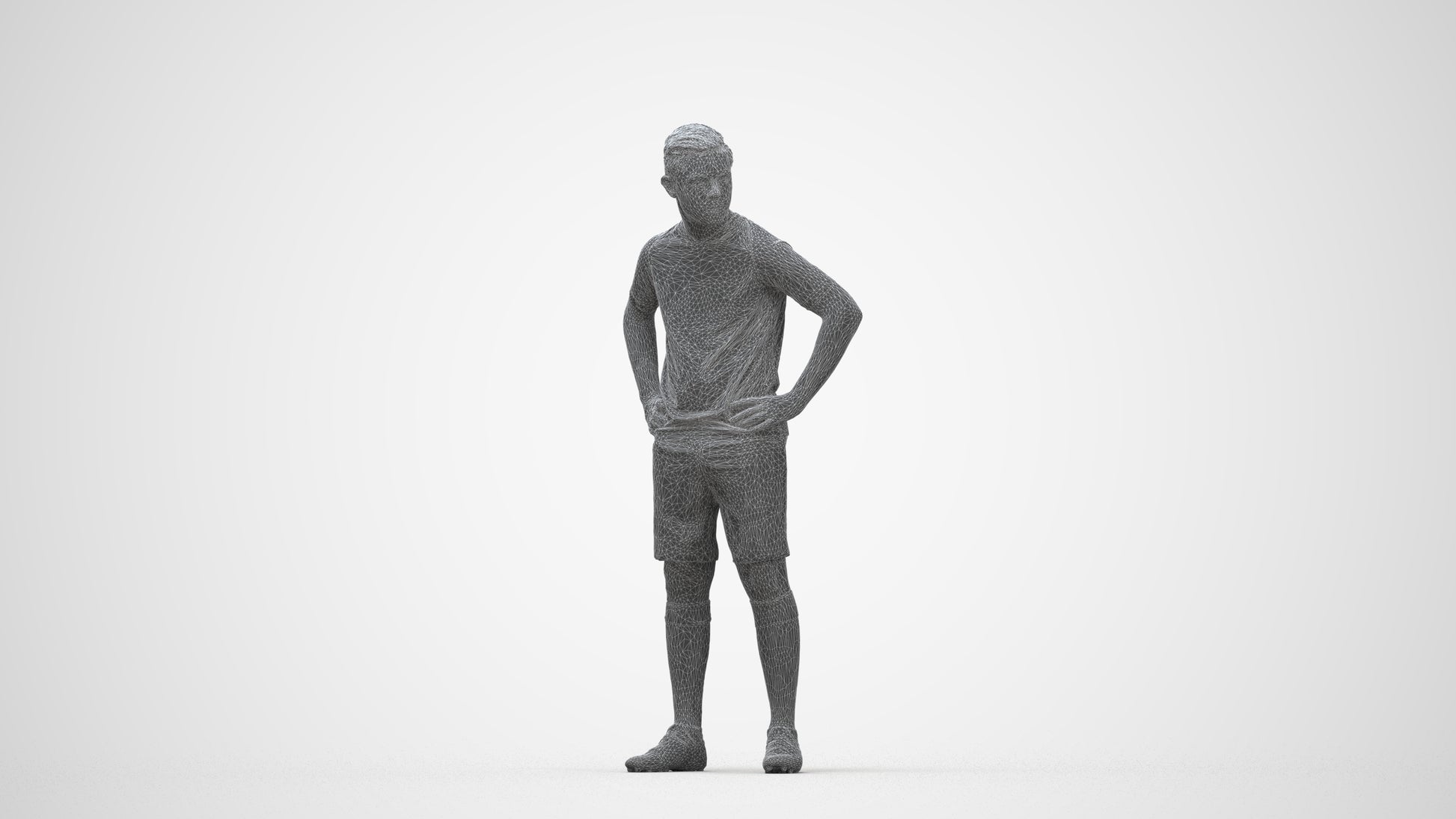 3D scanned man sport, photorealistic archviz people for Enscape and SketchUp, wireframe back view