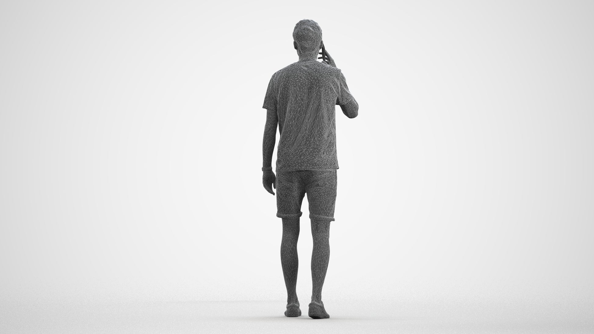 realistic 3D people man casual walking, render-ready for V-Ray and Corona, FBX OBJ, wireframe front view