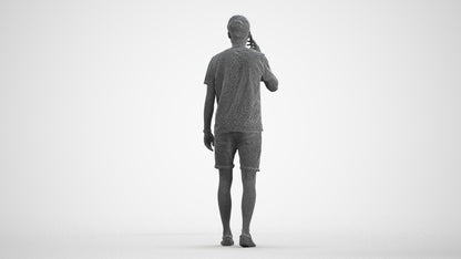 realistic 3D people man casual walking, render-ready for V-Ray and Corona, FBX OBJ, wireframe front view