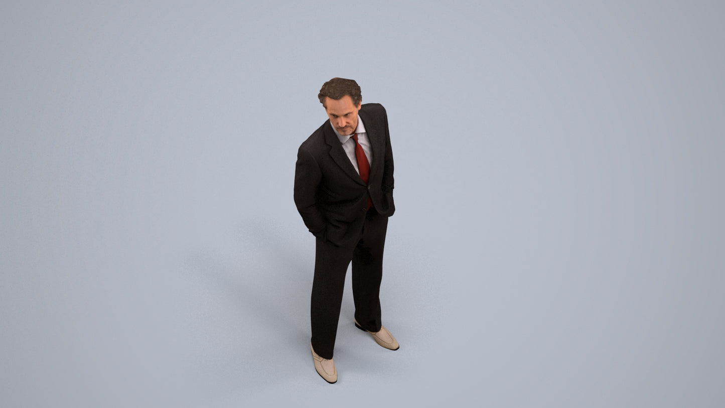 3D scanned man business, photorealistic archviz people for Enscape and SketchUp, back view render