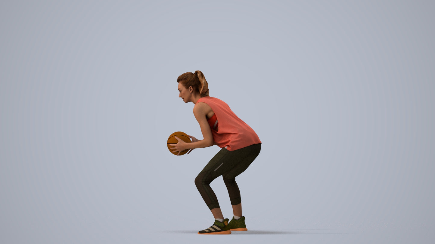 realistic 3D people woman sport, render-ready for V-Ray and Corona, FBX OBJ, three-quarter view render