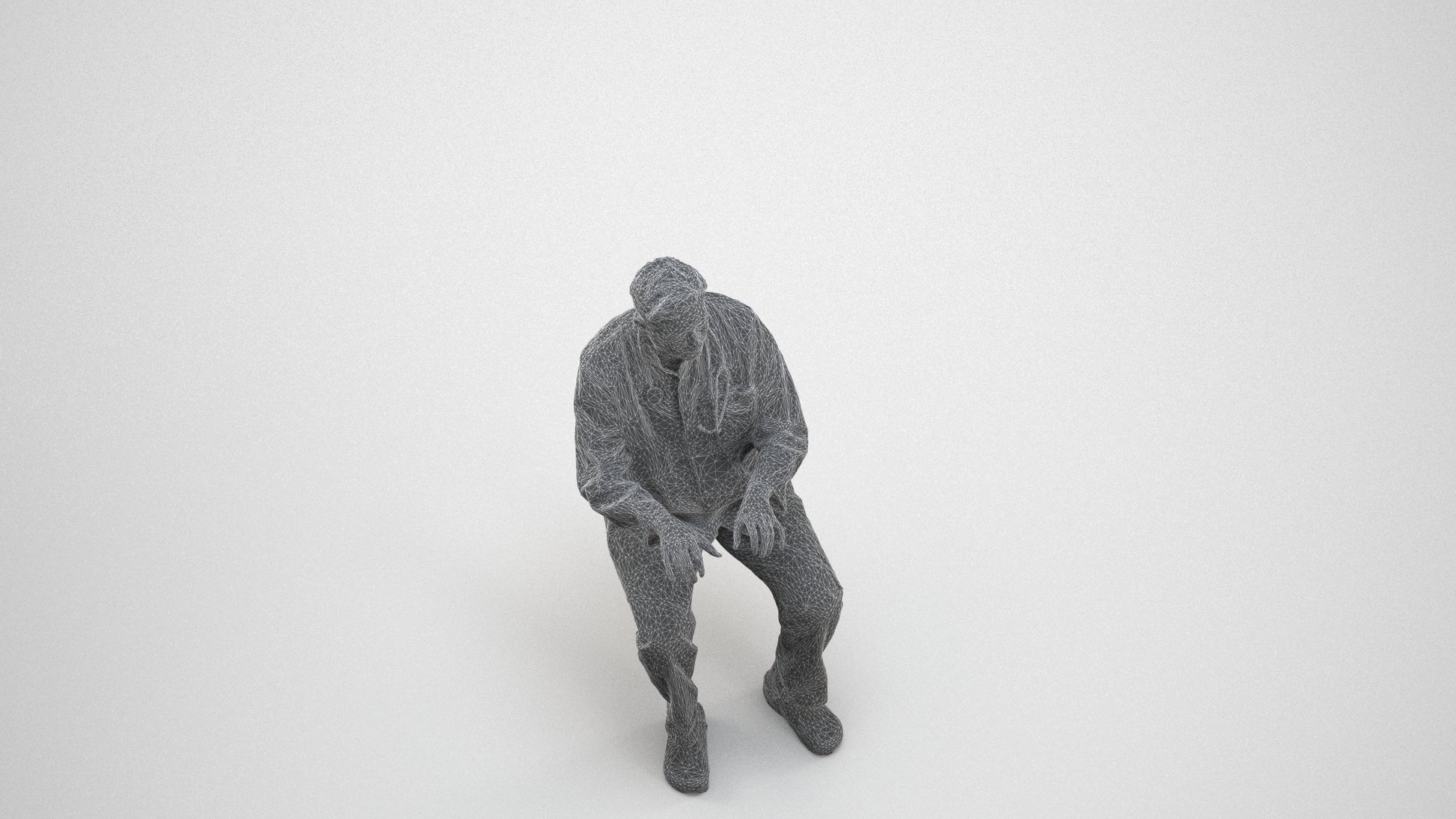 photogrammetry 3D man medical, realistic human model archviz FBX, wireframe three-quarter view