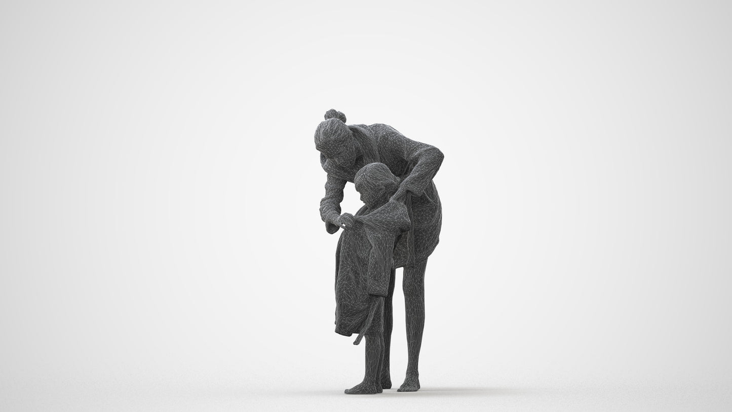 3D people model girl kids, scanned human for 3ds Max rendering, square thumbnail